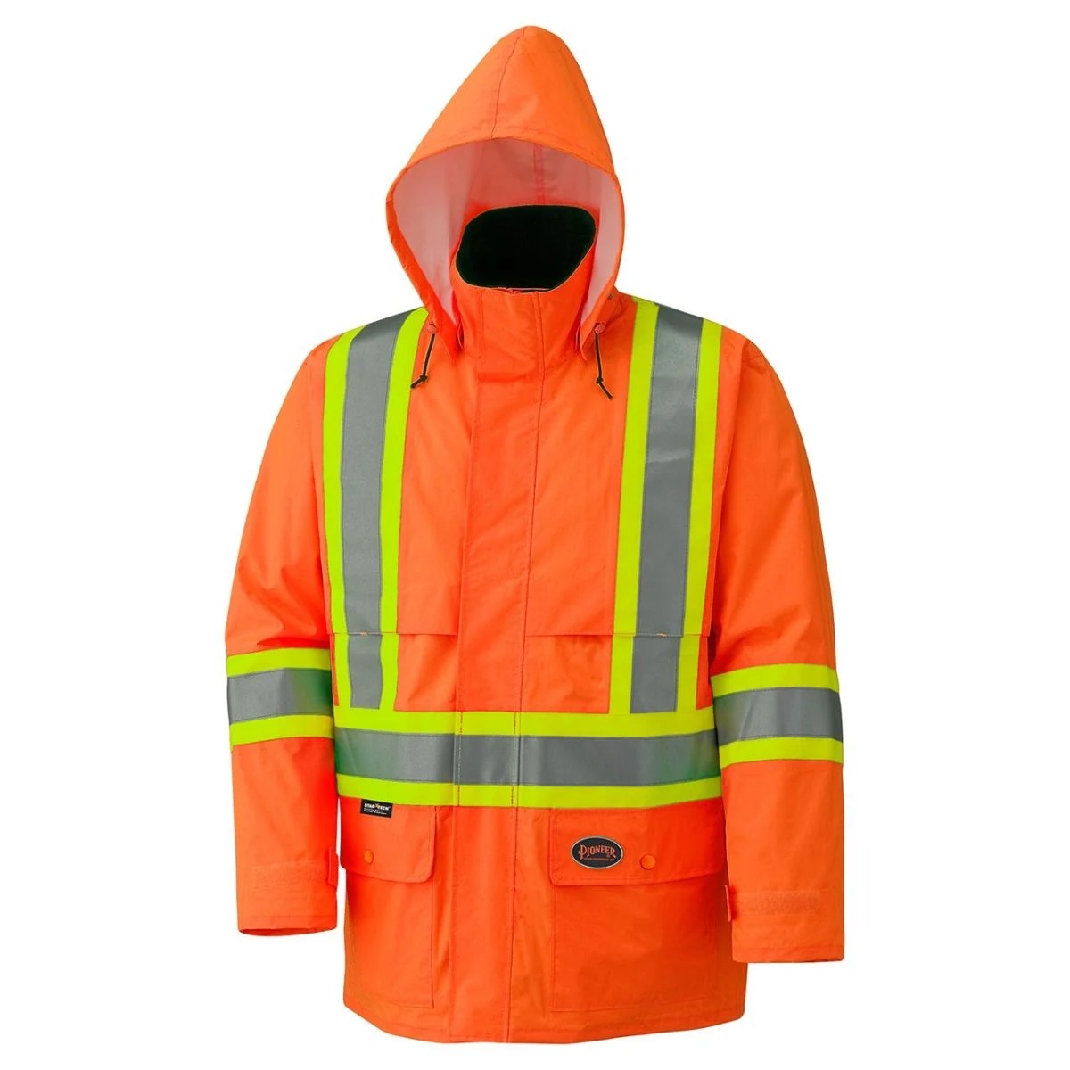 Hi-Viz 150D Lightweight Waterproof Safety Jacket with Detachable Hood